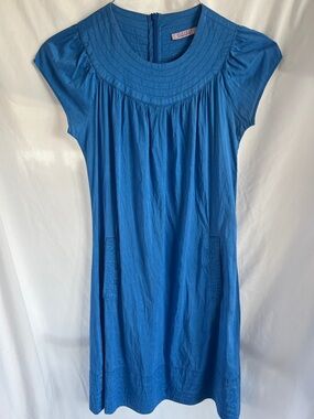 Calypso Blue 100% Silk Cap-Sleeve Dress
